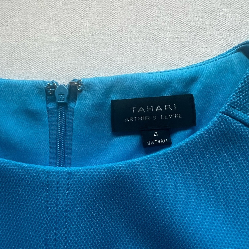 EUC Tahari Arthurs Levine Sleeveless Dress Size 4 Turquoise (F1) - Picture 7 of 9